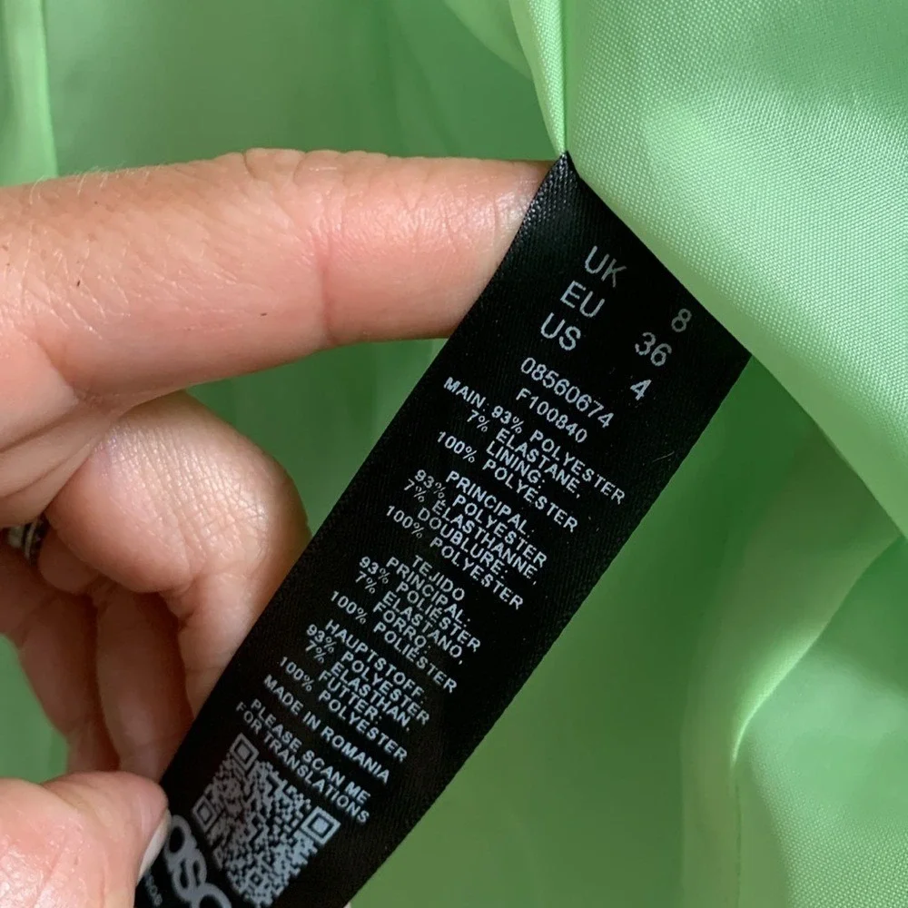 Asos Design wrap belted suit blazer‎ pop green neon size 4 double breasted new - Picture 7 of 15